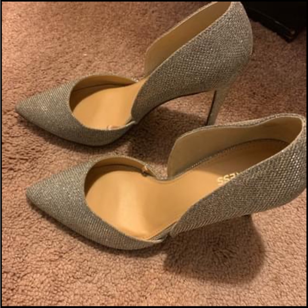 Gray sparkly heels